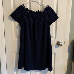 Off the Shoulder Navy Dress